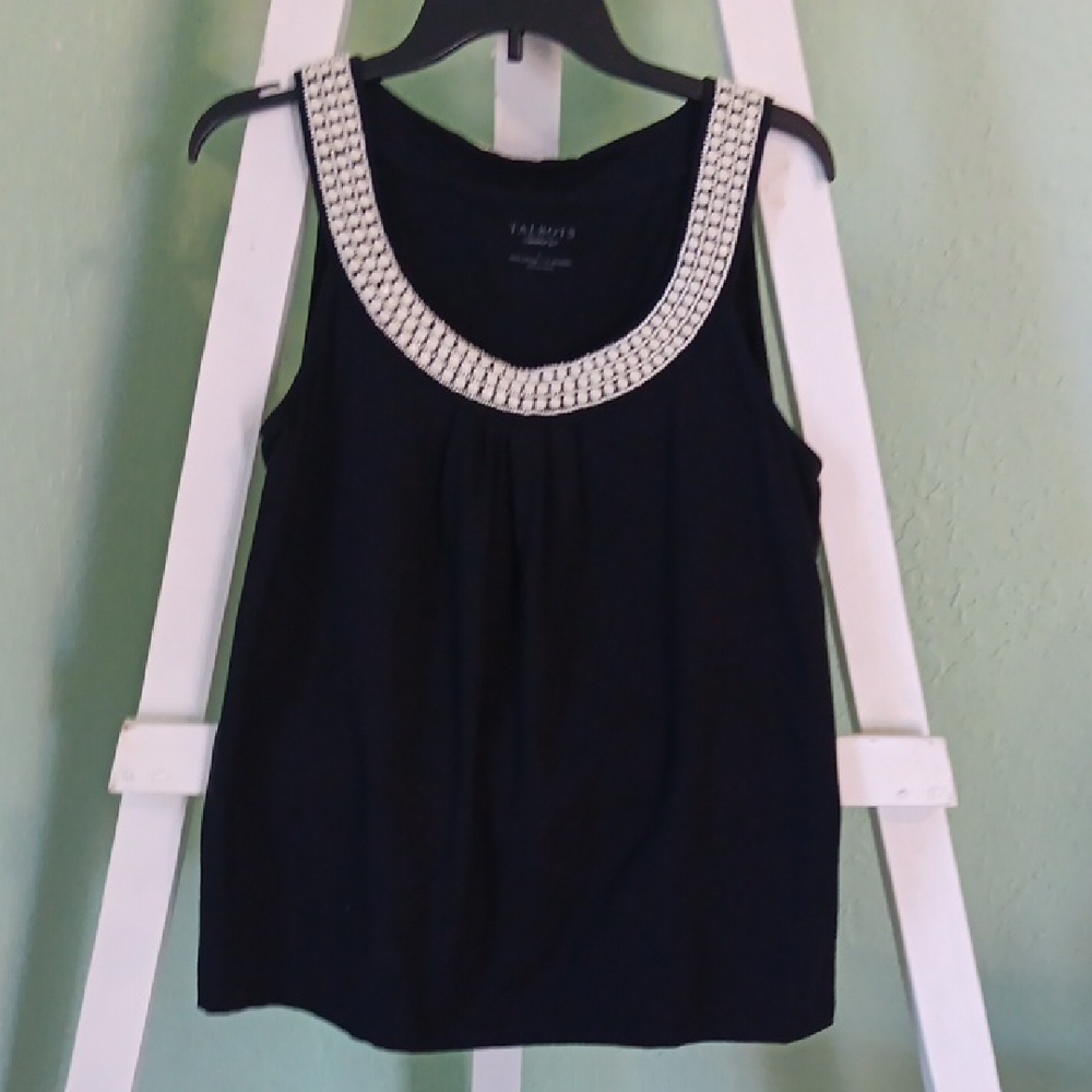 Talbots Black Tank Top with White Trim